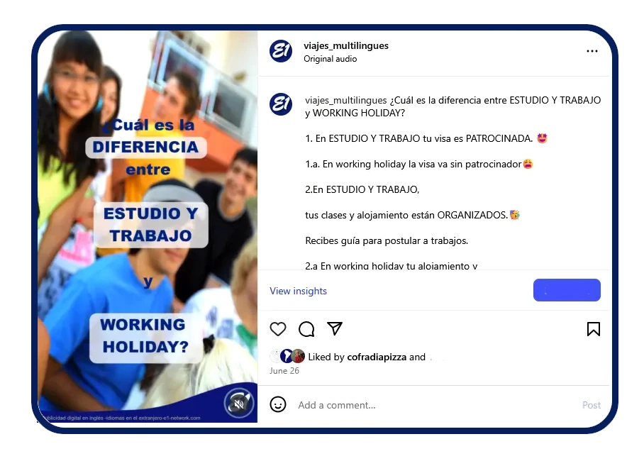 Diferencia entre Trabajo y estudio y working holiday