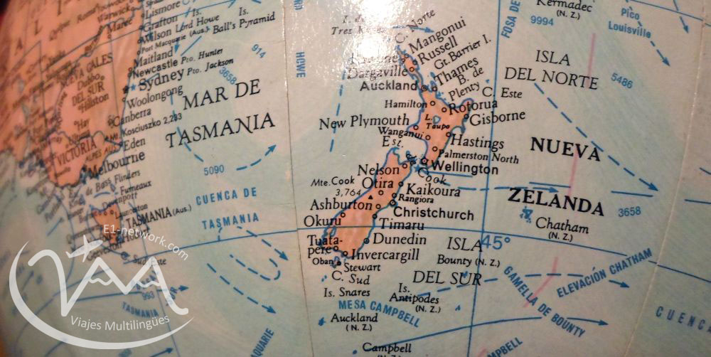 Ubica en el mapa a Nueva Zelanda, destino de estudio y trabajo